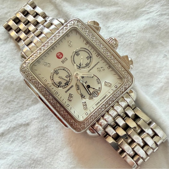 Michele Diamond DECO XL Chronograph Watch - Picture 7 of 16